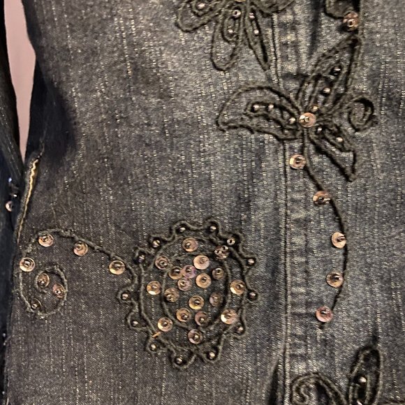 Flashback Womens Denim Blingy Shacket Size M - Picture 4 of 10